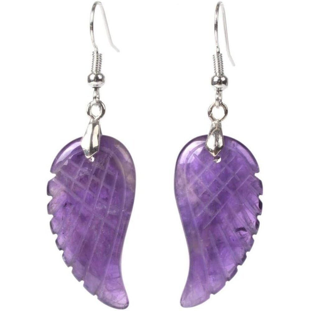 Gemstone Crystal Healing Reiki Chakra Handmade Angel Wing Dangle Earrings